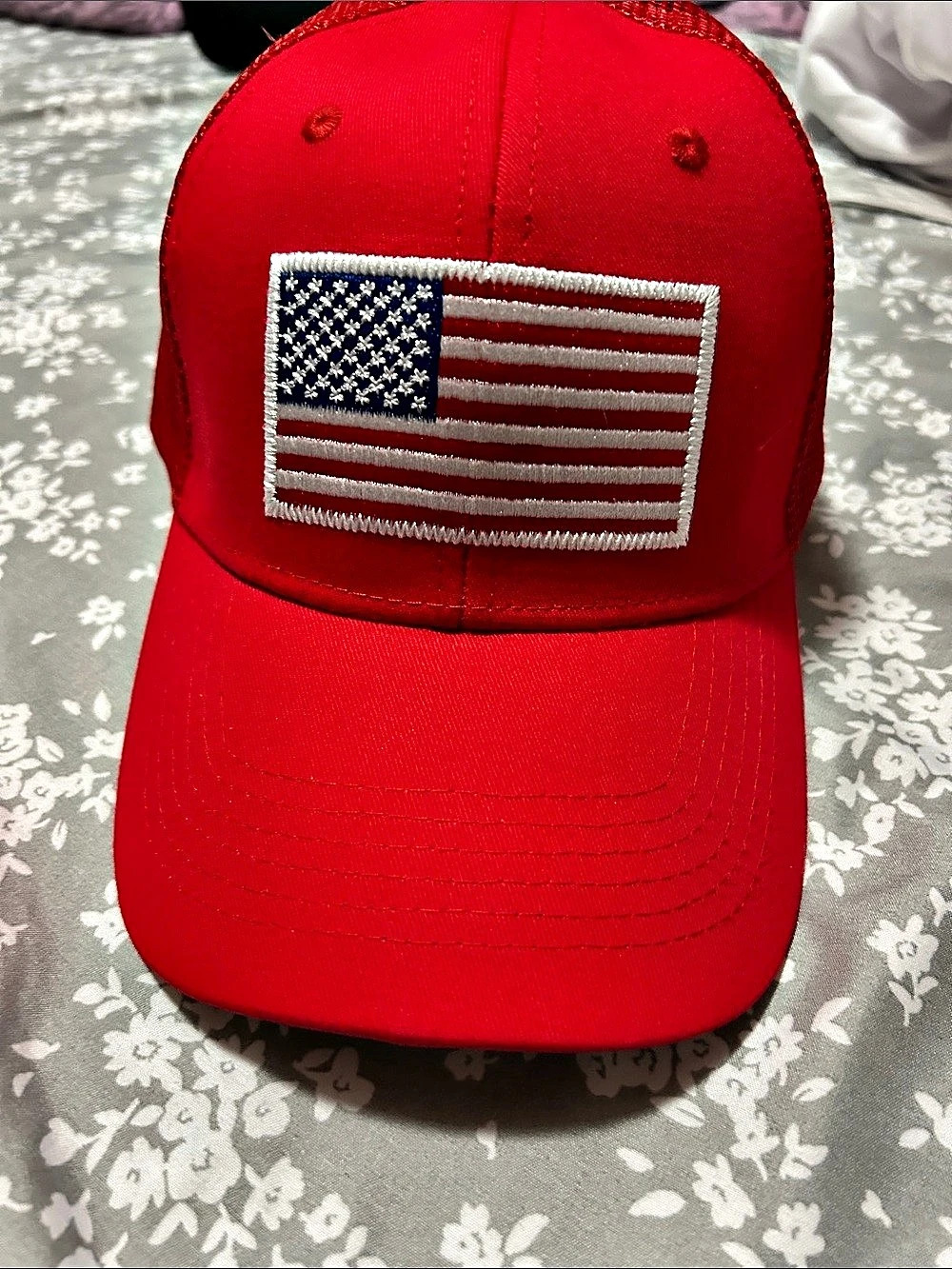 Red American Flag Trucker Hat